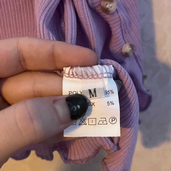 Purple ruffle trim short sleeved cardigan - Picture 3 of 5